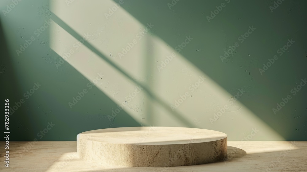 Poster abstract background for branding or product presentation. beige podium with subtle geometric pattern
