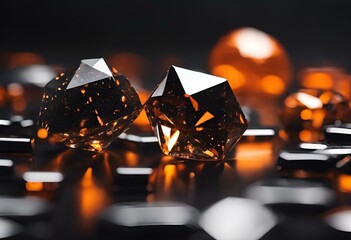 AI generated illustration of surreal black and orange diamonds