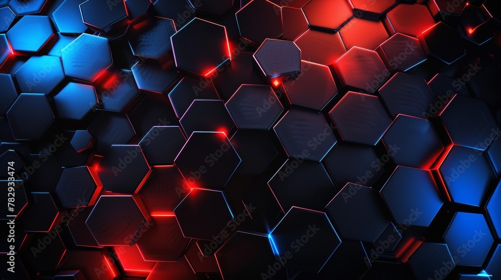 Aufkleber a modern luxury futuristic background modern illustration with an abstract red and blue light hexago