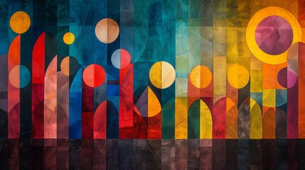  Blend circular forms and bold color contrasts