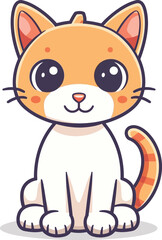 Flat color vector of cute cat illustration, white background.