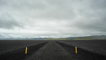 Black sand way to the airplane wreck in Iceland