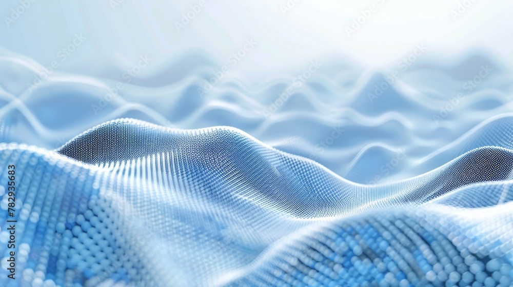 Fototapete White blue dot light screen gradient texture background. Abstract technology big data digital background. 3D rendering.