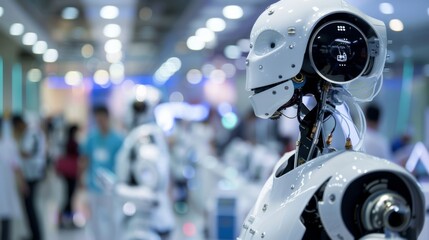 Fototapeta premium Robot Standing in the Room