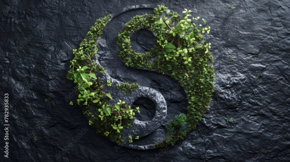 Leinwandbilder yin yang symbol combined with ecosystem element representing ecology and environment conservation