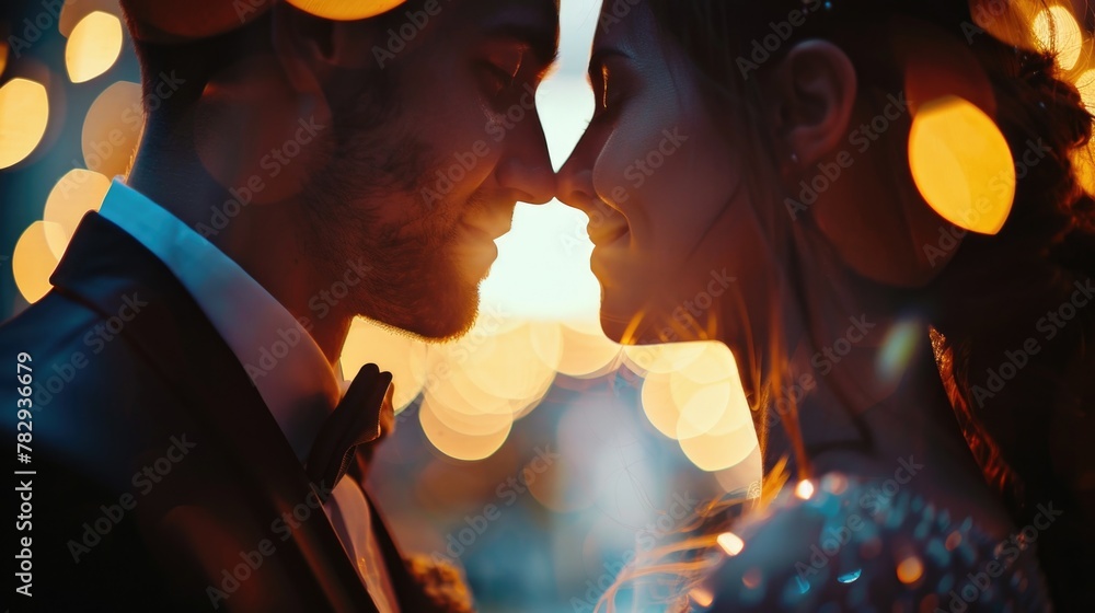 Poster a man and a woman standing next to each other. suitable for various concepts