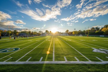 Close-up of a football resting on the football field, capturing the texture and details of the game. Beautiful simple AI generated image in 4K, unique.