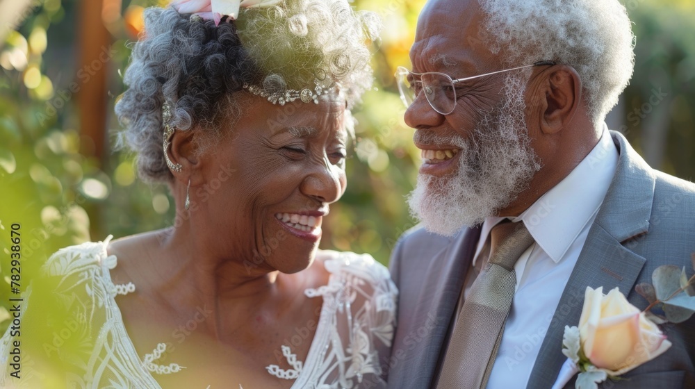 Poster a man and a woman smiling at each other. suitable for various concepts