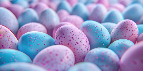 Vibrant blue and pink eggs with festive sprinkles, perfect for Easter celebrations - Powered by Adobe