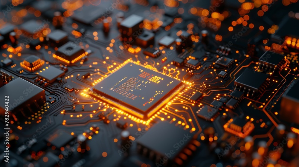 Aufkleber CAD rendering of Central Computer Processor CPU, GPU, AI, Artificial Intelligence concept.