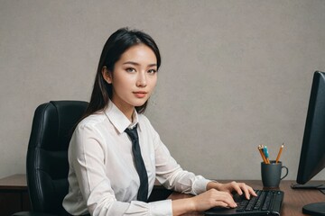 portrait of secretary, photo of employee at the workplace