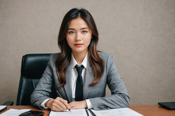 portrait of secretary, photo of employee at the workplace