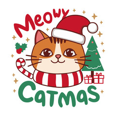 Meowy Catmas , 2024 Christmas illustration cat lovers design