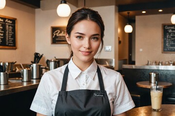 portrait of waitress, photo of employee at the workplace