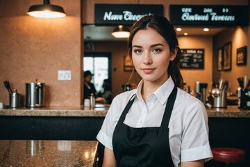 portrait of waitress, photo of employee at the workplace