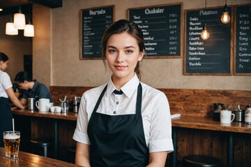 portrait of waitress, photo of employee at the workplace