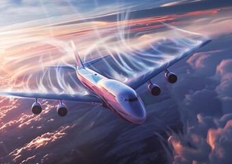 Visualizing Aerodynamic Efficiency, Digital Art Depicting Laminar Flow Demonstrates Smooth Airflow Minimizing Turbulence, Boosting Efficiency