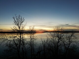 Obraz premium Aerial view of sea during sunset
