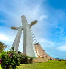 The monumental modernist Cathédrale Saint-Paul d,Abidjan (St. Paul's Cathedral), Abidjan, Côte...