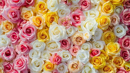 seamless pattern of small rose,color of rose is white ,yellow,pink