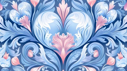tattoo of seamless pattern color of Bleeding heart is light blue,dark blue,white and pink - obrazy, fototapety, plakaty