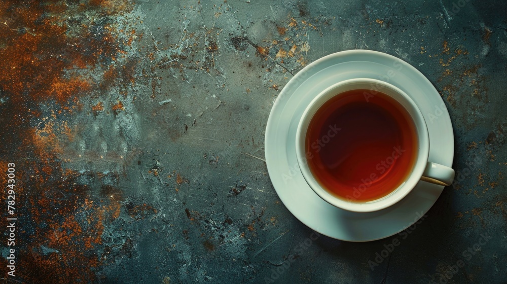 Poster A simple image of a cup of tea on a saucer. Suitable for various projects