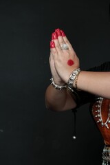 Close up of Hand gestures of an Odissi dancer, Indian classical dance forms, hand mudras
