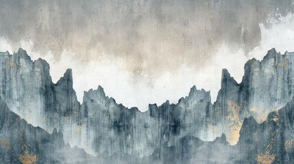 Abstract Mountain Landscape in Watercolor Style