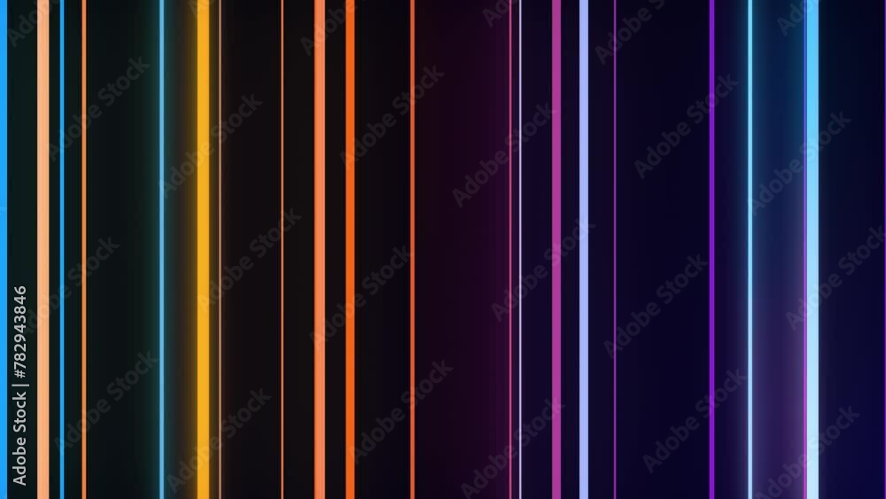 Poster abstract colorful background with light vertical stripes, bright neon rays and glowing lines, glowin