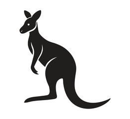 A silhouette kangaroo standing on a white background - obrazy, fototapety, plakaty