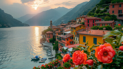Italian old town by the lake