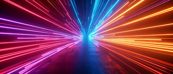Dynamic Neon Light Tunnel with Vivid Colors and Perspective