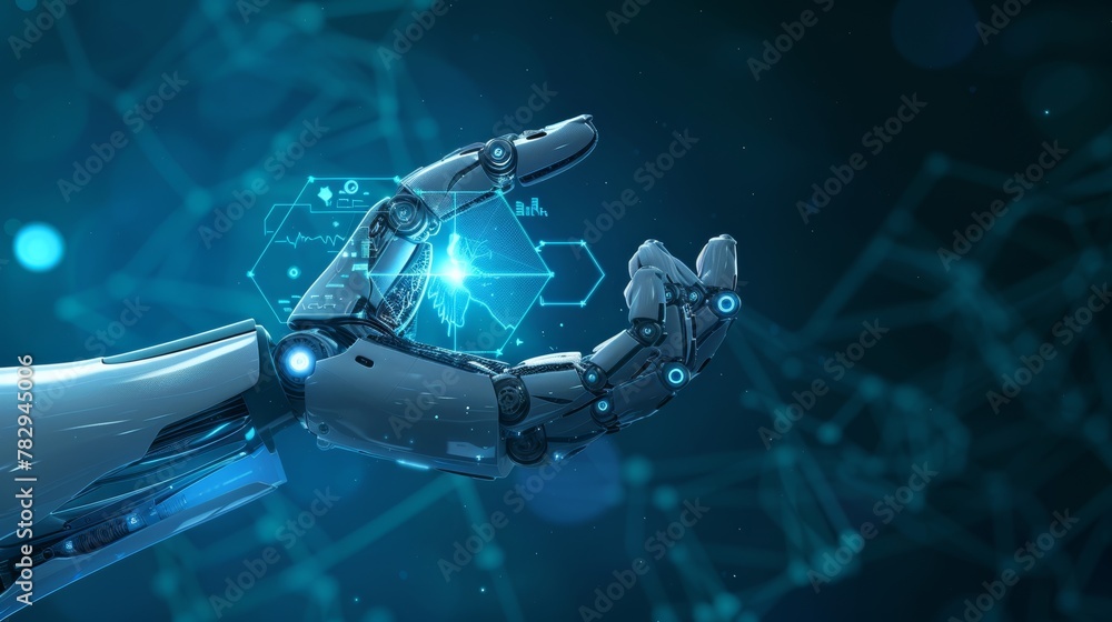 Aufkleber The robot hand artificial intelligence assistance is designed to aid medical practices in operation and surgical performance, combined with the concept of combining a human and artificial