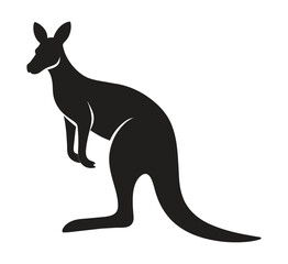 A silhouette kangaroo standing on a white background