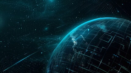 Naklejka premium Connectivity, environmental protection, communication, networking, visualization, iot, blockchain, Earth