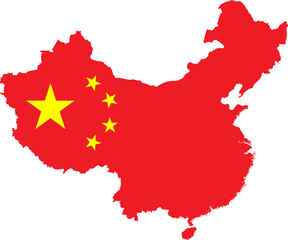 China flag inside Chinese map isolated