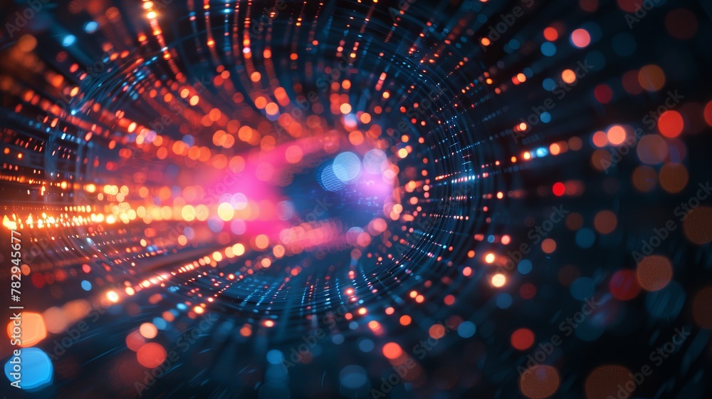 Aufkleber stunning illustration with explosion of data. led fibers blurred in the background. abstract digital