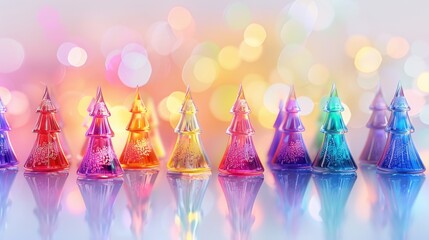 Festive miniature Christmas trees on display, perfect for holiday decorations