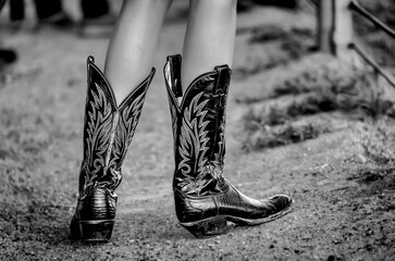 Closeup of vintage cowboy boots
