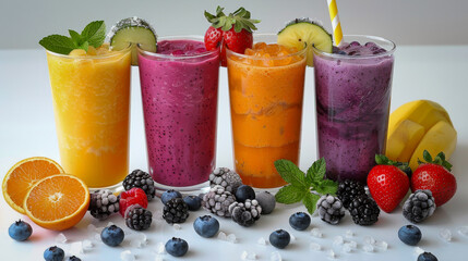 Vitamin boost: Smoothies with different types of fruit and vegetables for optimal nutrition