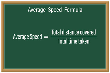 Average Speed Formula on a green chalkboard. Education. Science. Formula. Vector illustration.