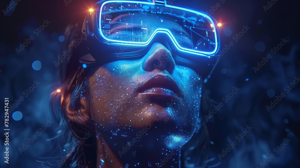 Poster cg concept. virtual reality or augmented reality world simulation. digital computer entertainment. v