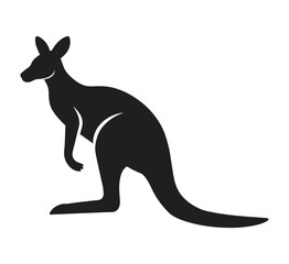A silhouette kangaroo standing on a white background © Soleman
