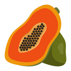 Ripe Papaya Fruit Isolated on White