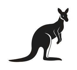 A silhouette kangaroo standing on a white background © Soleman