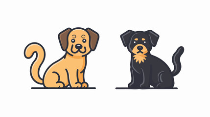 Dog and cat line icon. Pet family wool breed paws t