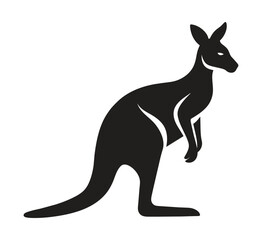A silhouette kangaroo standing on a white background