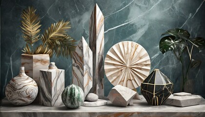 Different objects made of marble for home decoration - obrazy, fototapety, plakaty