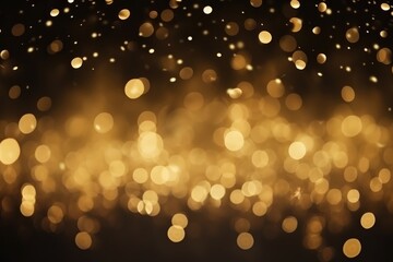 Abstract background with golden bokeh lights creating a festive and magical atmosphere suitable for celebrations. Golden Bokeh Lights Abstract Background