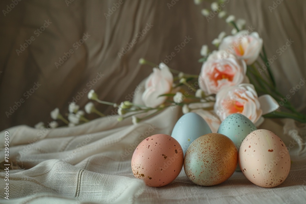 Poster fresh eggs on a wooden table, versatile for various projects